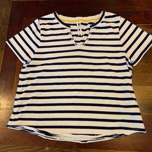 Anthropologie, V-Neck, Striped T-Shirt